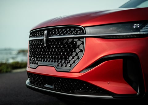 The sleek grille of a 2025 Lincoln Nautilus® SUV with the available Jet Appearance Package makes a bold statement. | Planet Lincoln Love Field in Dallas TX