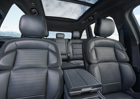 The spacious second row and available panoramic Vista Roof® is shown. | Planet Lincoln Love Field in Dallas TX