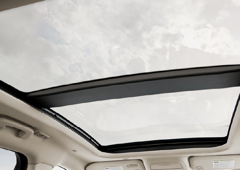 The available panoramic Vista Roof® is shown from inside a 2026 Lincoln Corsair® SUV | Planet Lincoln Love Field in Dallas TX