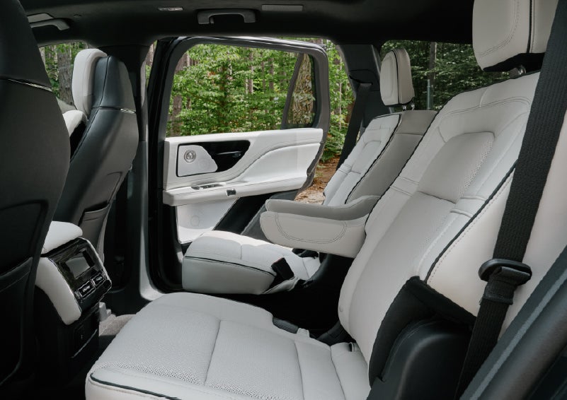 A side view of the second row with captain’s chairs in a 2027 Lincoln Aviator® Black Label™ SUV. | Planet Lincoln Love Field in Dallas TX